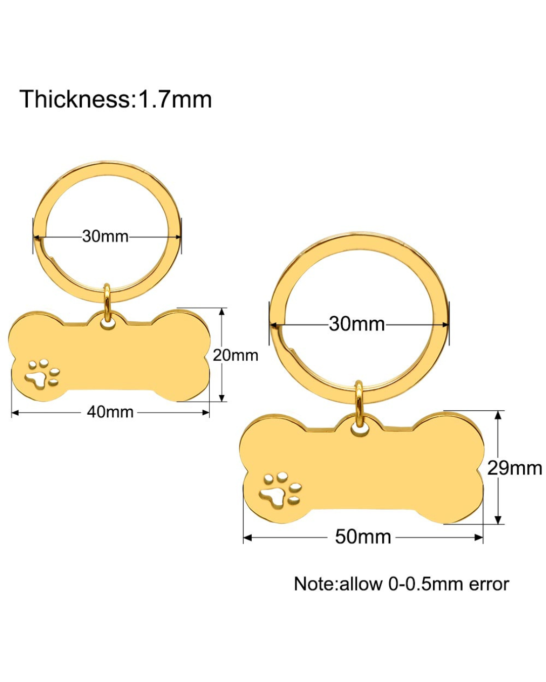 Dog Bone Paw Print Pet ID Tag