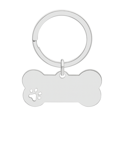 Dog Bone Paw Print Pet ID Tag